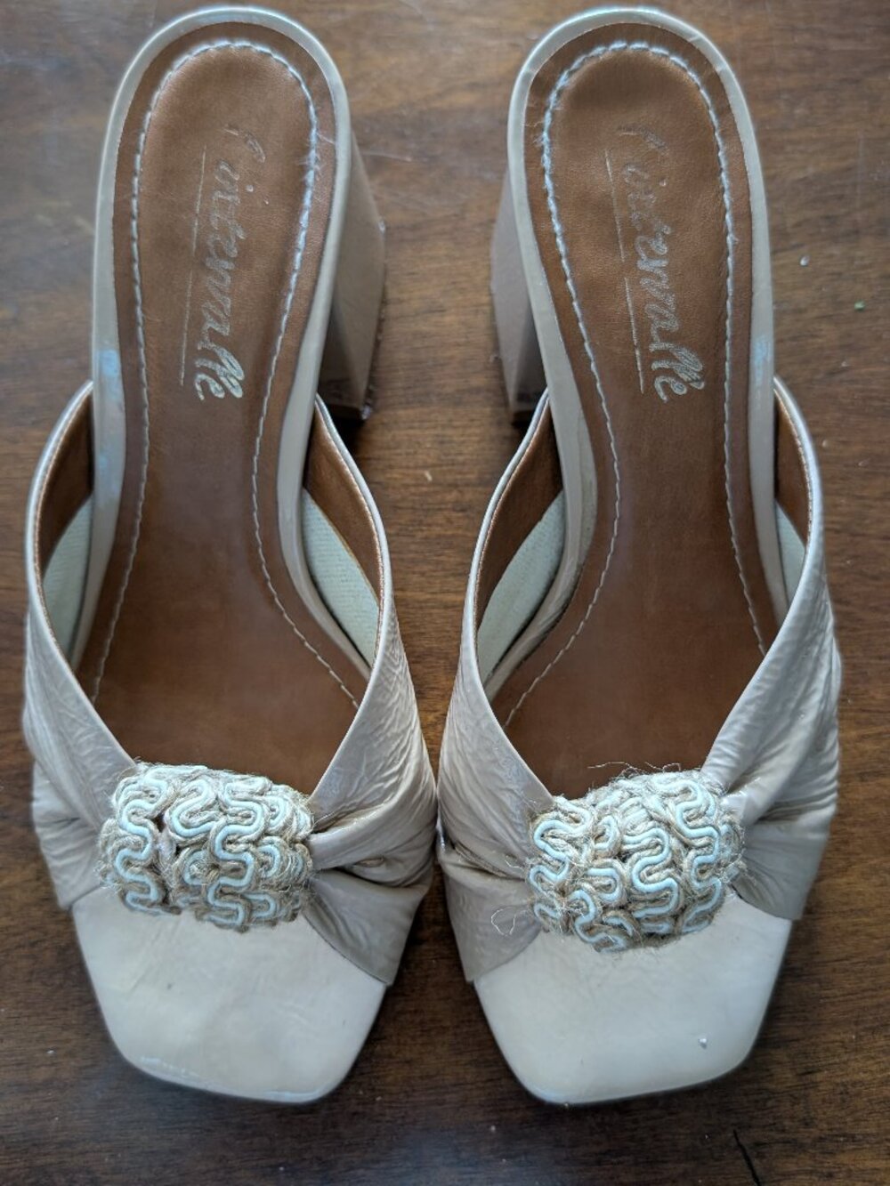 L'intervalle Beige Open-Toe & Block Heel Sandals Size 40EU/9US-Made in Brazil